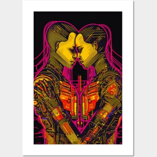 Cyberpunk Style Tarot - The Recursive Lovers Posters and Art